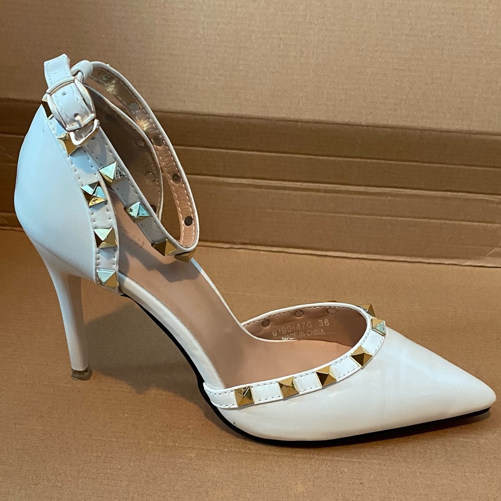 White stiletto heels.